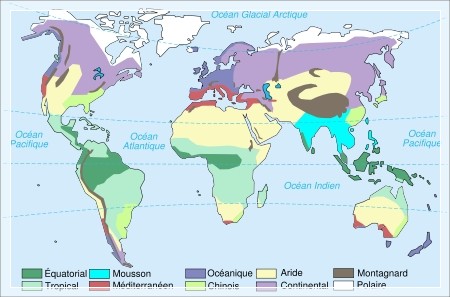 Carte des climats du monde