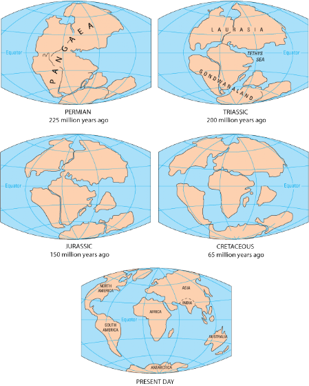 Pangée - Dérive des continents au Mésozoïque